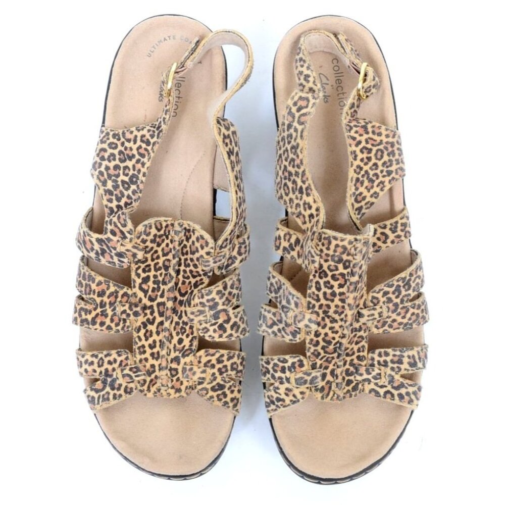 Clarks Collection Lexi‎ Marigold Leather Women's 11N Wedge Slingback Sandals